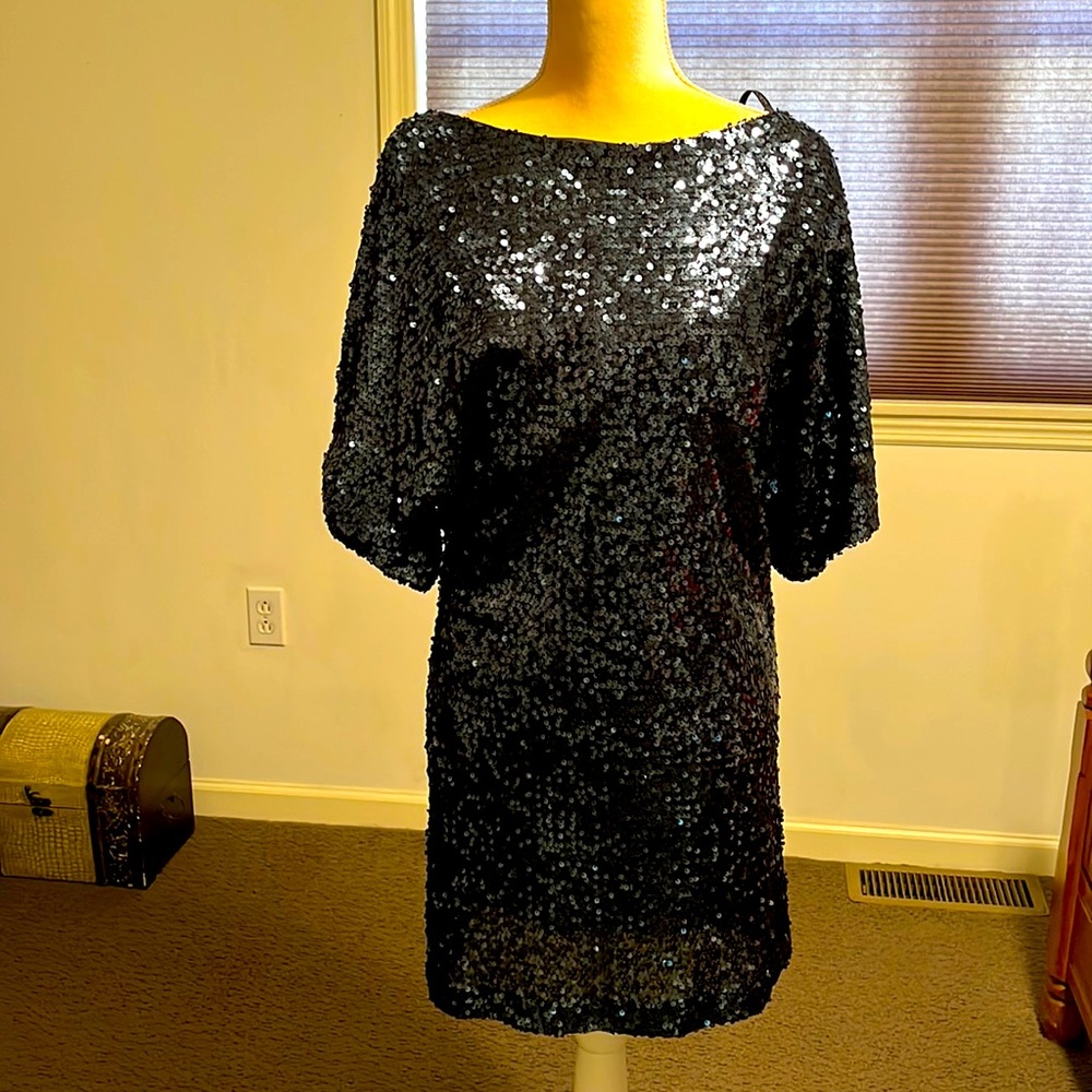 Blue sequined dress